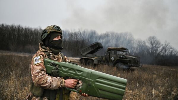 Боевая работа РСЗО Град группировки Запад на Краснолиманском направлении СВО